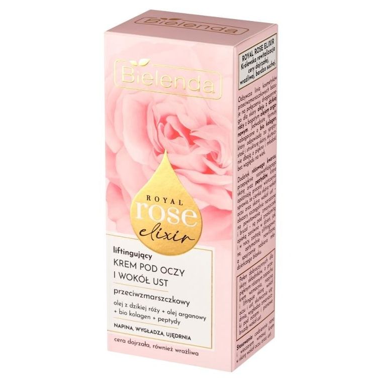 Bielenda, Royal Rose Elixir, przeciwzmarszczkowy krem liftingujący pod oczy i wokół ust, 15 ml