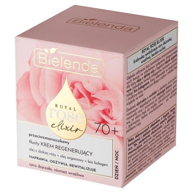 Bielenda, Royal Rose Elixir, przeciwzmarszczkowy tłusty krem regenerujący 70+, 50 ml