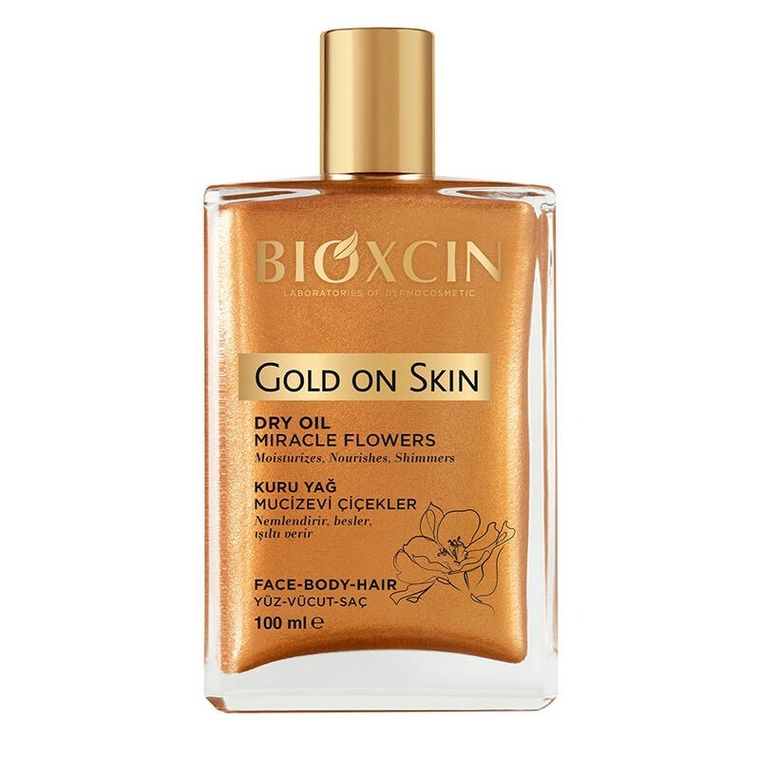 Bioxcin, suchy olejek do skóry, twarzy i włosów, gold, 100 ml