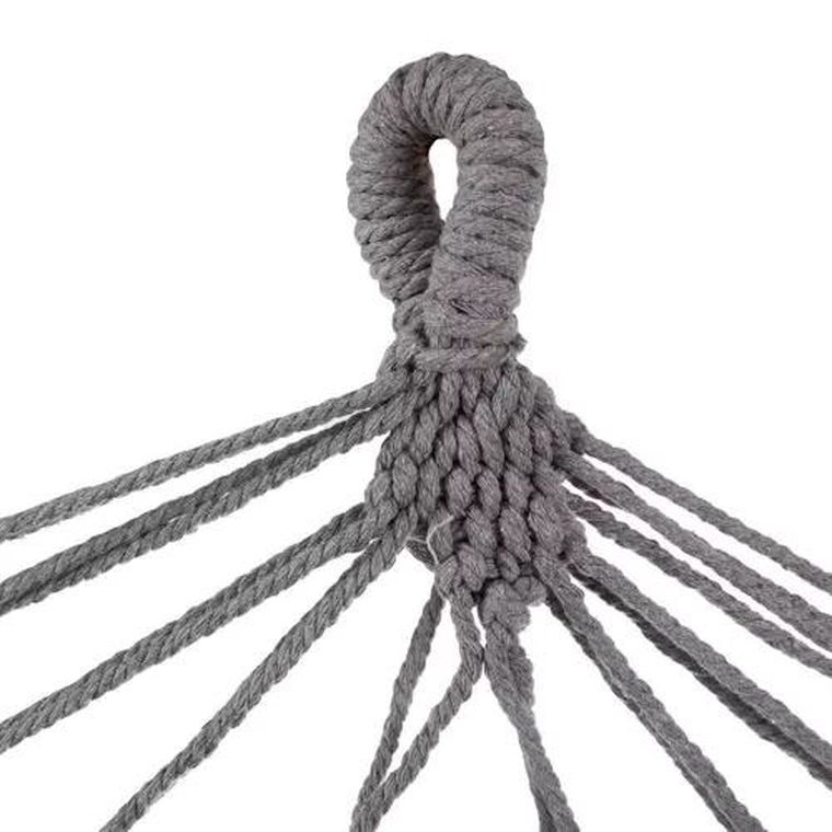 Black Forest, hamak ze stelażem, szary z frędzlami, 1 osobowy, 100-200 cm