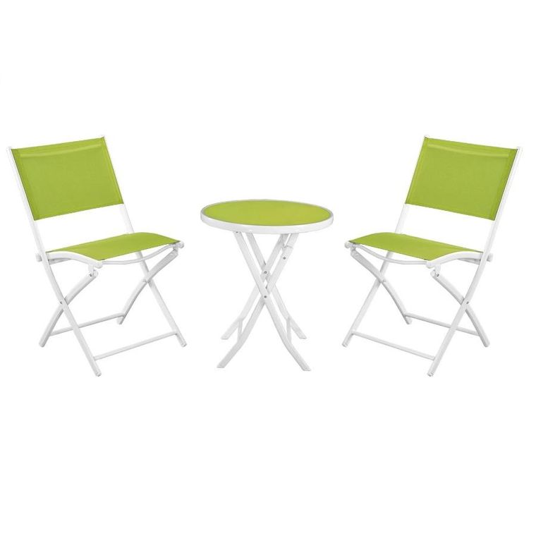 Black Forest, mały zestaw mebli ogrodowych, dwa krzesła + stolik, biało-zielony