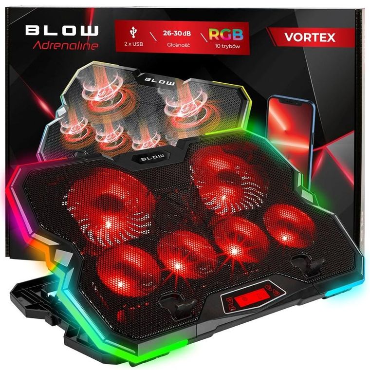 Blow, podstawka chłodząca laptop, 6 FAN VORTEX RGB