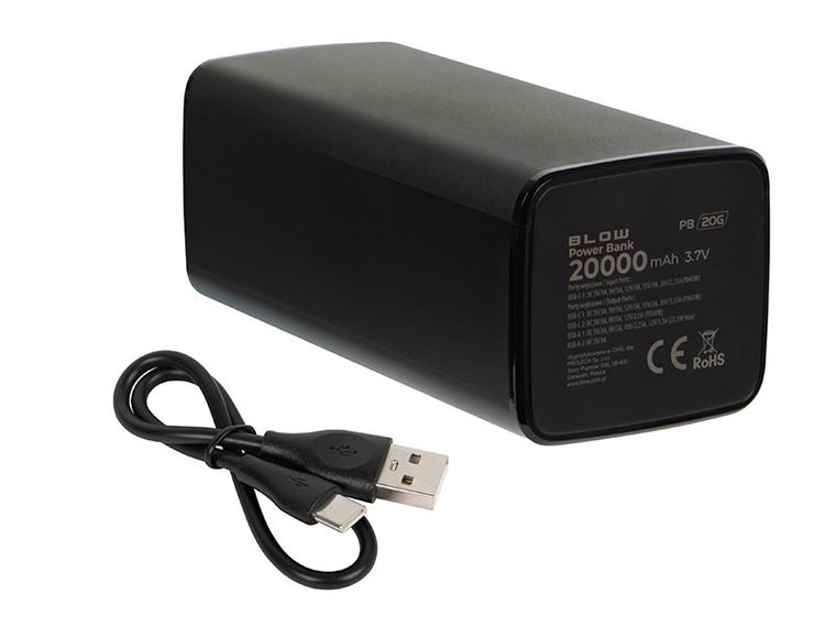 Blow, power bank, czarny, 20000MAH, 65W, PB20G