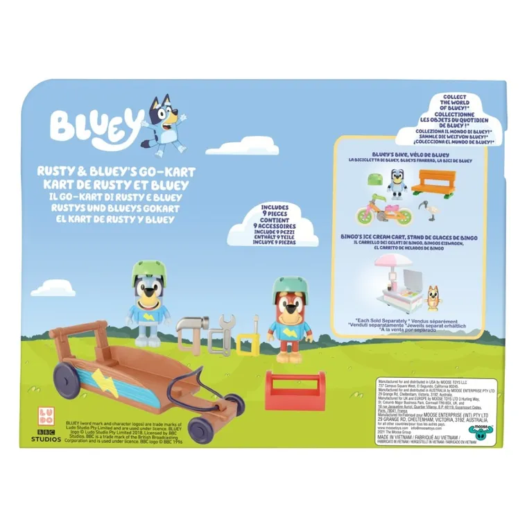 Bluey, Gokart Rusty'ego i Bluey, pojazd z figurką, zestaw