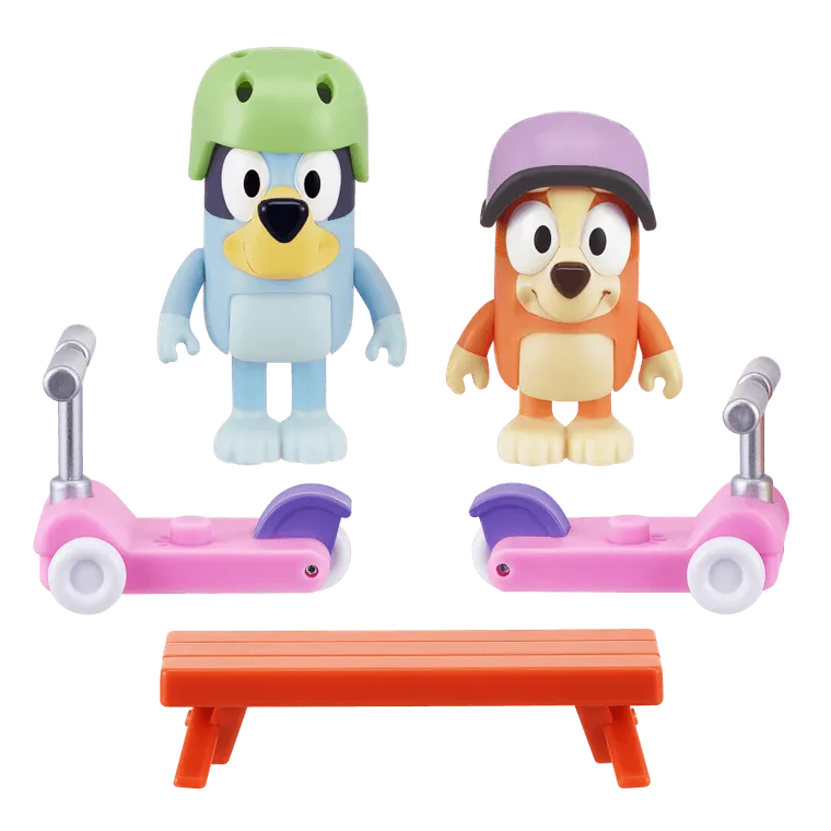 Bluey, Jazda na hulajnodze, zestaw z figurkami