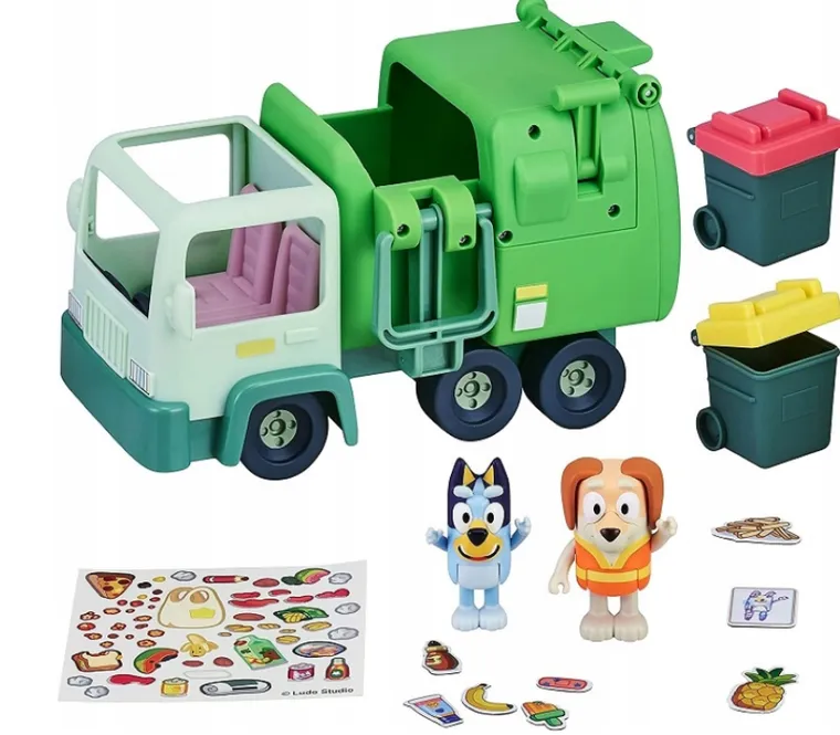 Bluey, pojazd śmieciarka + figurki
