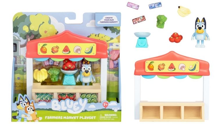 Bluey, sklep spożywczy, zestaw z figurką