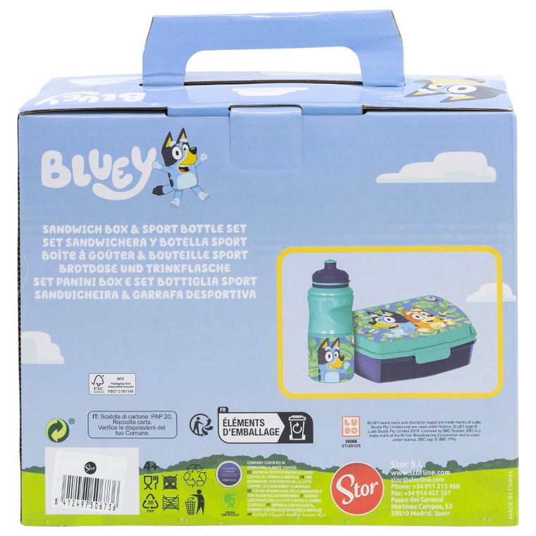 Bluey, zestaw: lunchbox + bidon, 380 ml
