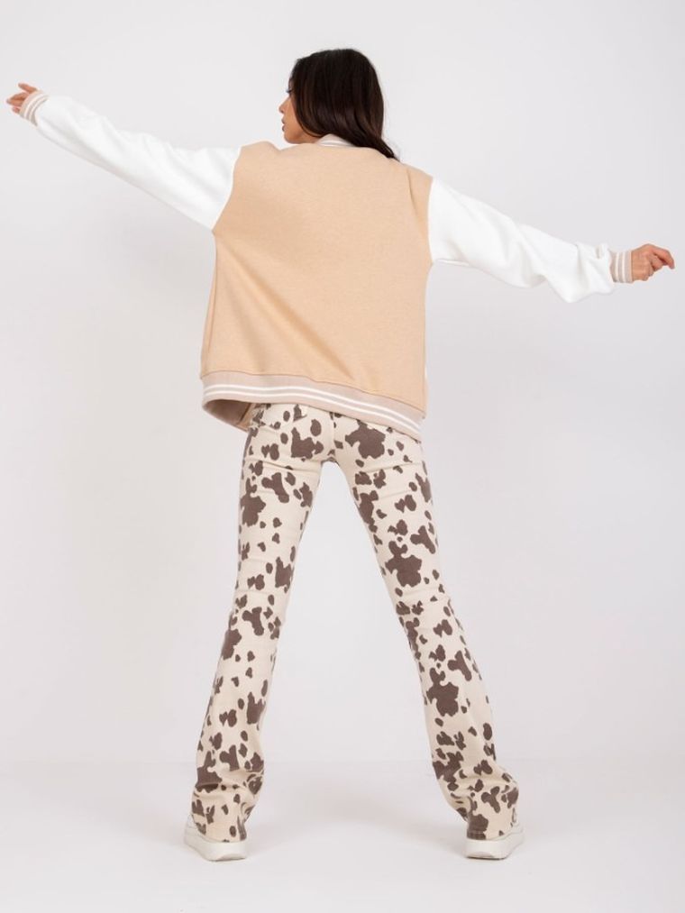 Bluza bomberka damska, rozpinana, beżowa, Ex Moda