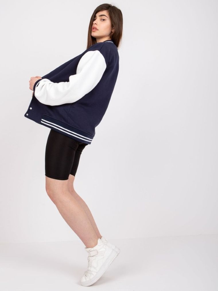 Bluza bomberka damska, rozpinana, granatowa, Ex Moda