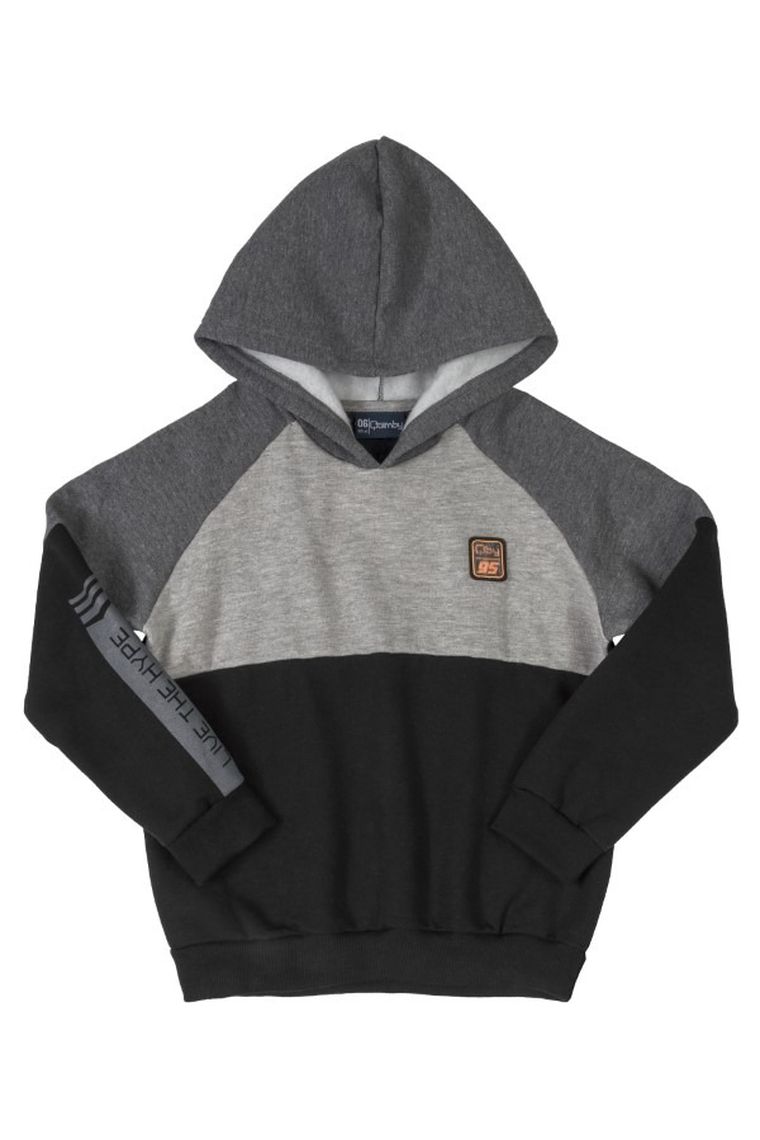 Bluza chłopięca z kapturem, czarno-szara, Quimby