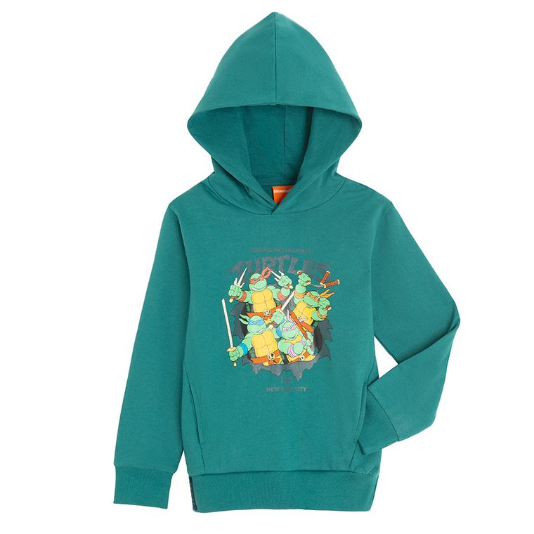 Bluza chłopięca z kapturem, khaki, Wojownicze Żółwie Ninja, Licence Brand