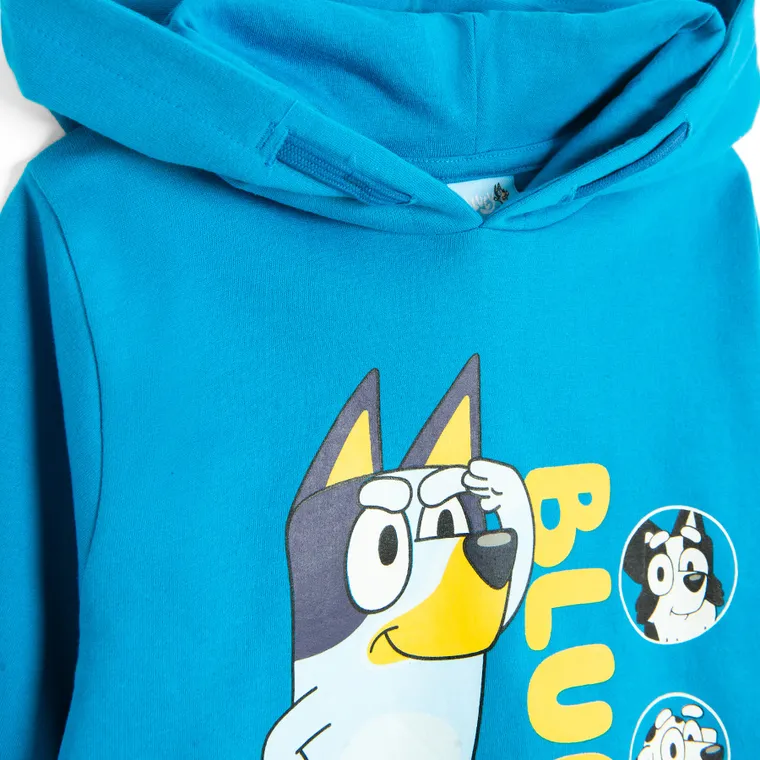 Bluza chłopięca z kapturem, niebieska, Bluey, Licence Brand