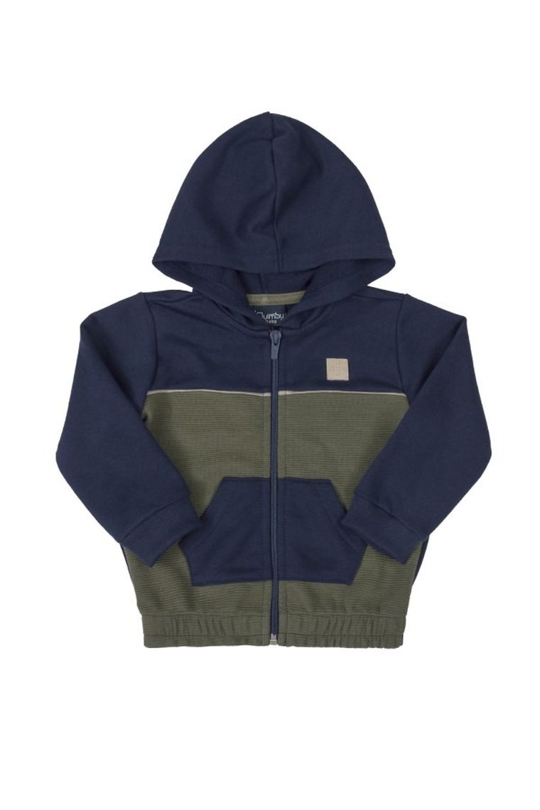 Bluza chłopięca z kapturem, rozpinana, ciemnoniebieska, Quimby