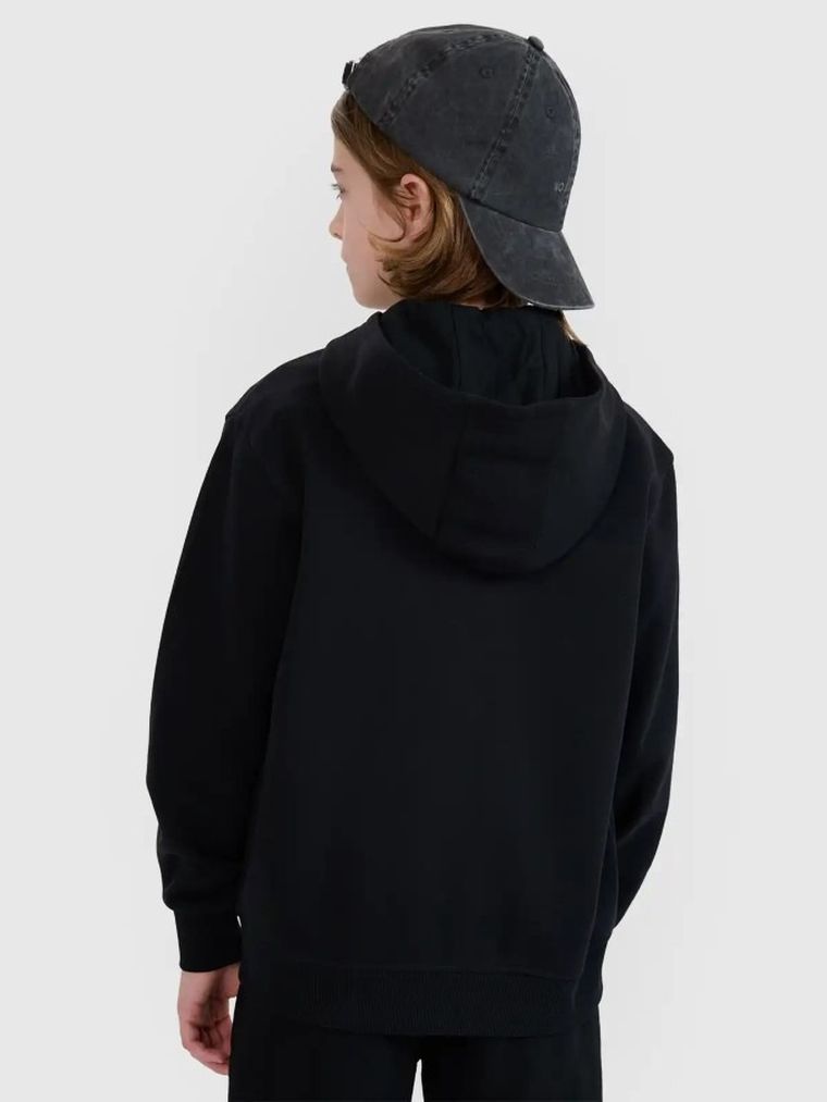 Bluza chłopięca z kapturem, rozpinana, czarna, 4F