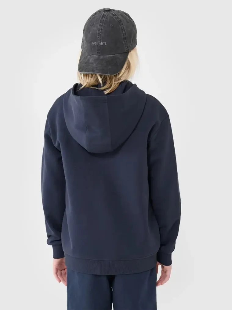 Bluza chłopięca z kapturem, rozpinana, granatowa, 4F