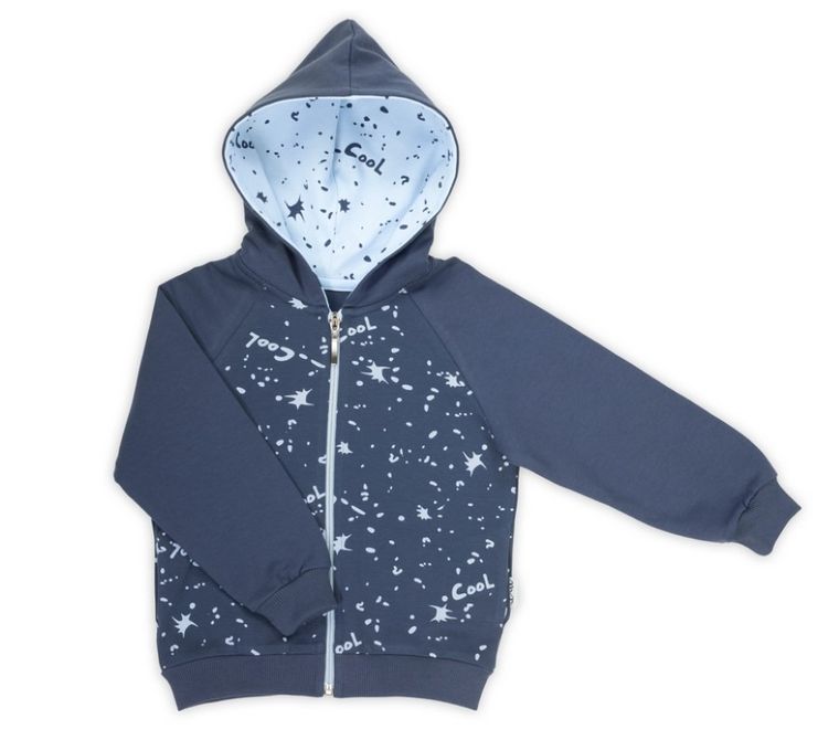 Bluza chłopięca z kapturem, rozpinana, granatowa, Cool, Nicol
