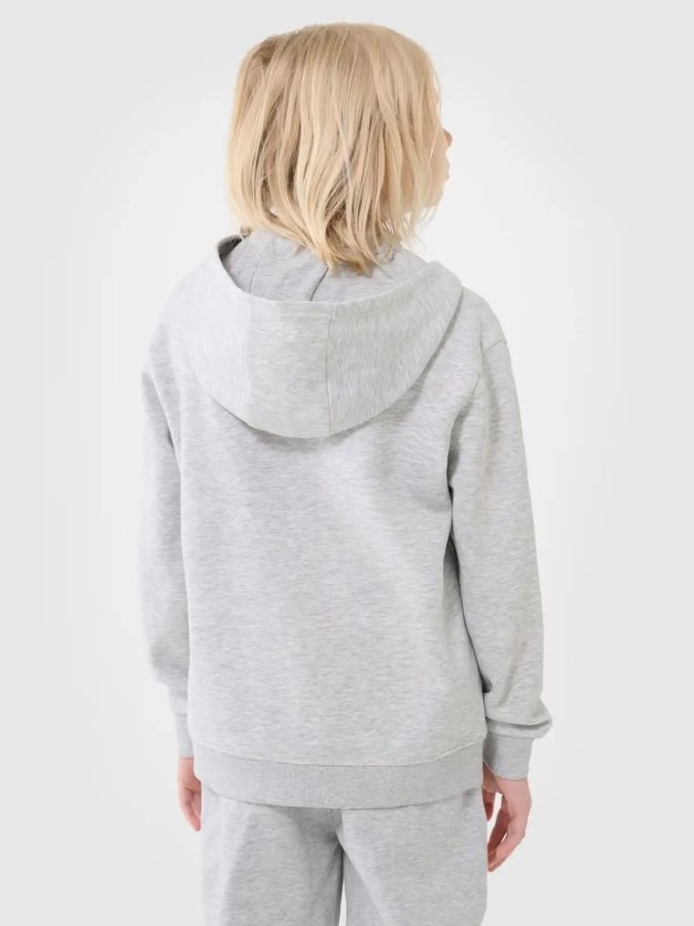 Bluza chłopięca z kapturem, rozpinana, szara, 4F