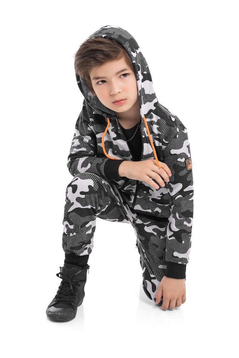 Bluza chłopięca z kapturem, rozpinana, szara, Quimby