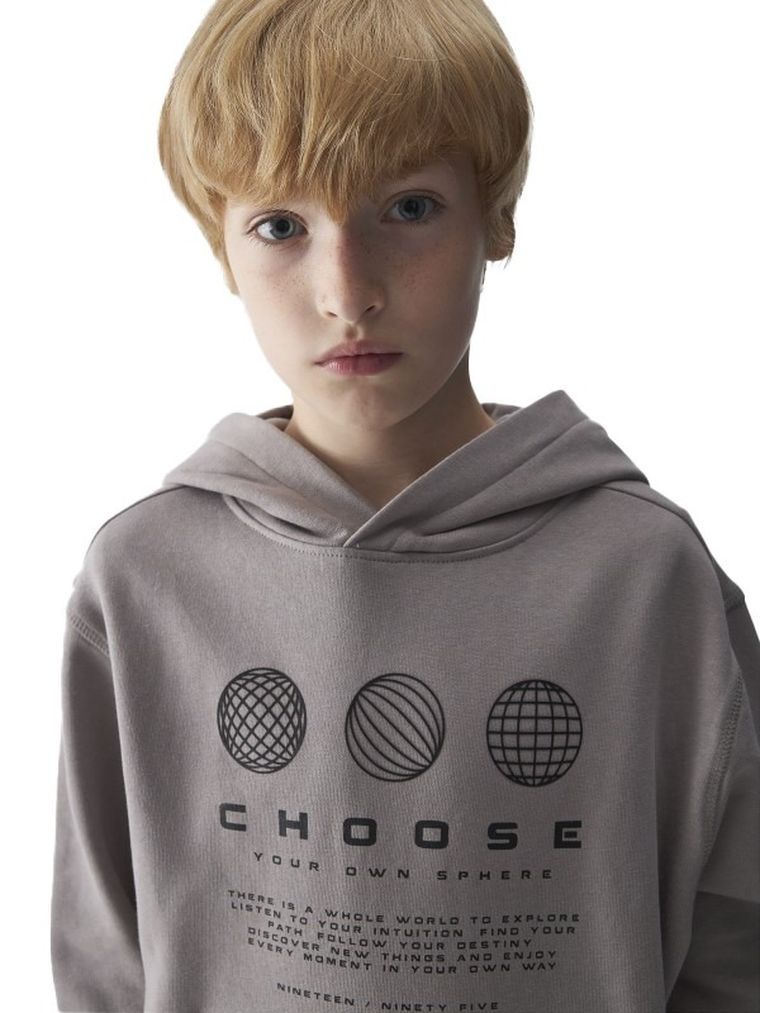 Bluza chłopięca z kapturem, szara, 4F