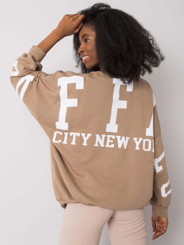 Bluza damska, beżowa, Ex Moda