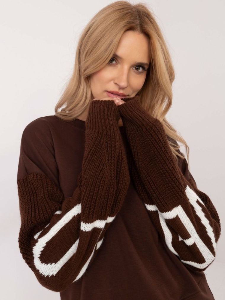 Bluza damska, brązowa, Italy Moda