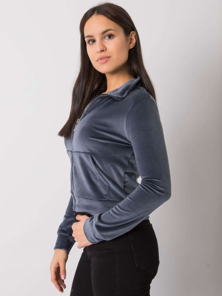 Bluza damska, rozpinana, ciemnoszara, Rue Paris