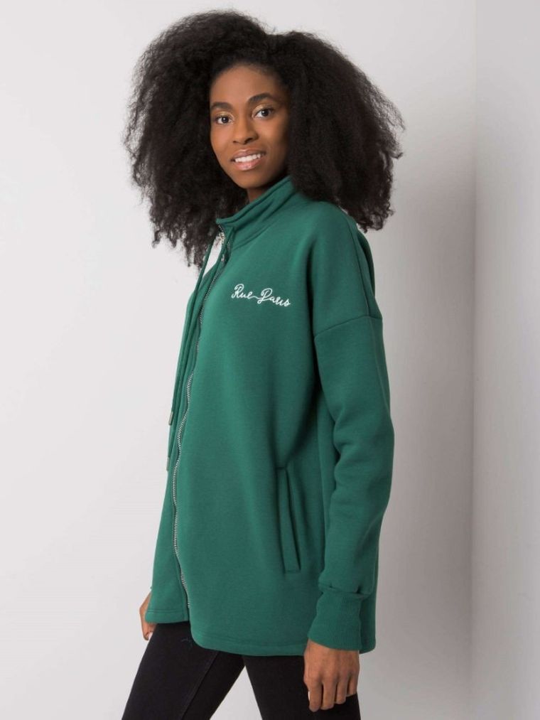 Bluza damska, rozpinana, zielona, Rue Paris