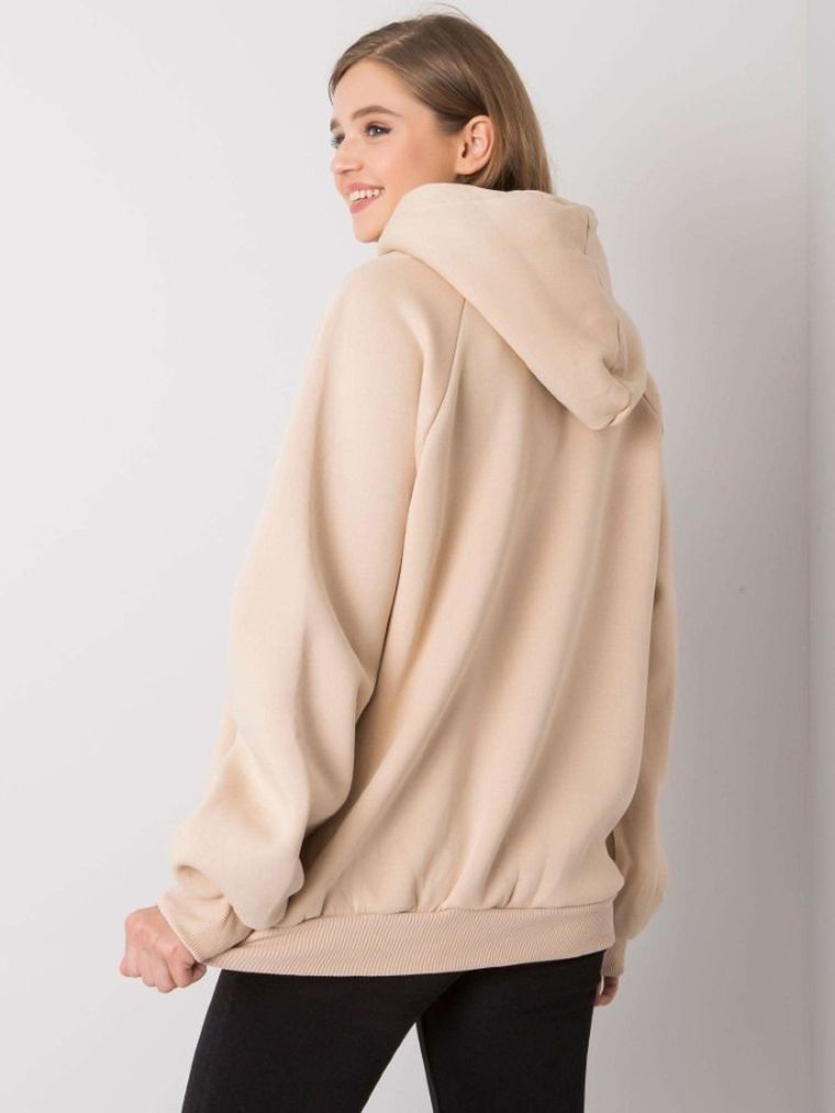 Bluza damska z kapturem, beżowa, Ex Moda