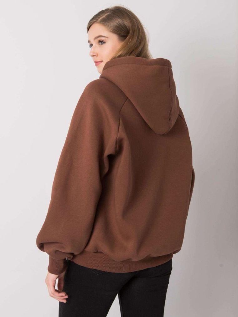 Bluza damska z kapturem, brązowa, Ex Moda