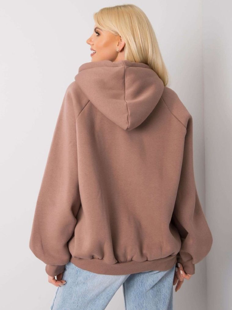 Bluza damska z kapturem, brązowa, Ex Moda