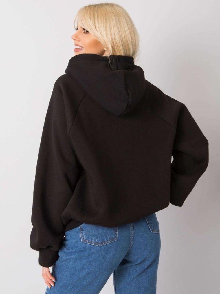 Bluza damska z kapturem, czarna, Ex Moda