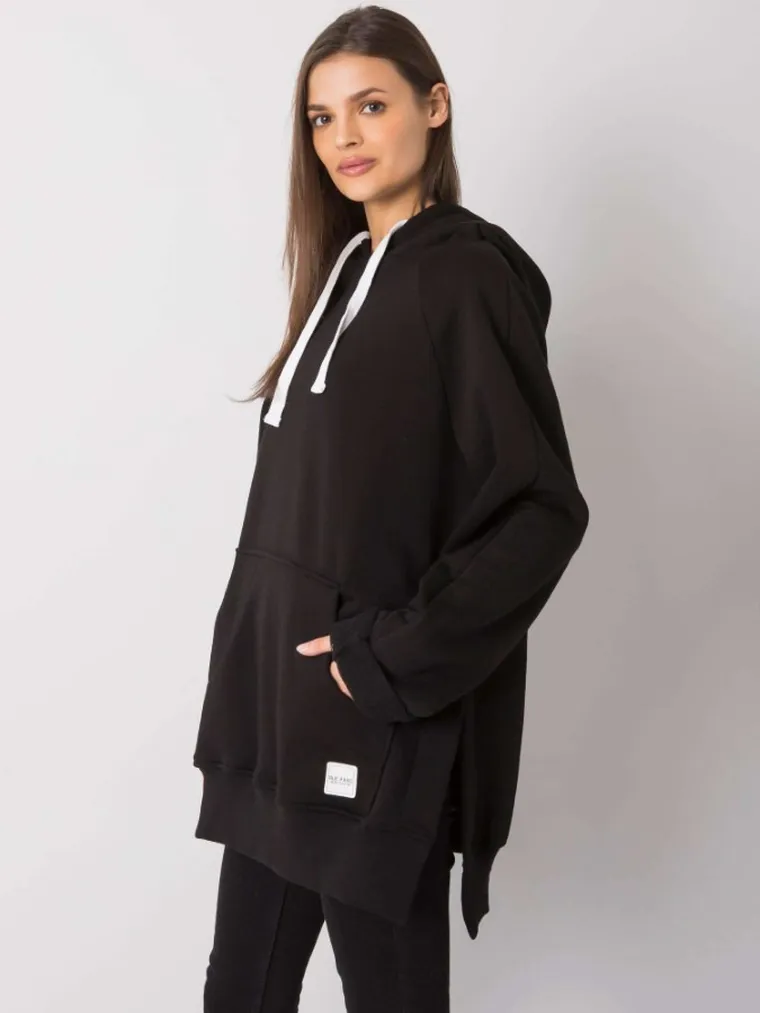 Bluza damska z kapturem, czarna, Rue Paris