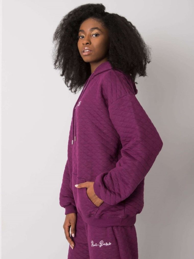 Bluza damska z kapturem, fioletowa, Rue Paris