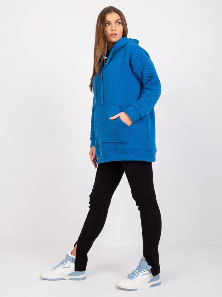 Bluza damska z kapturem, niebieska, Rue Paris