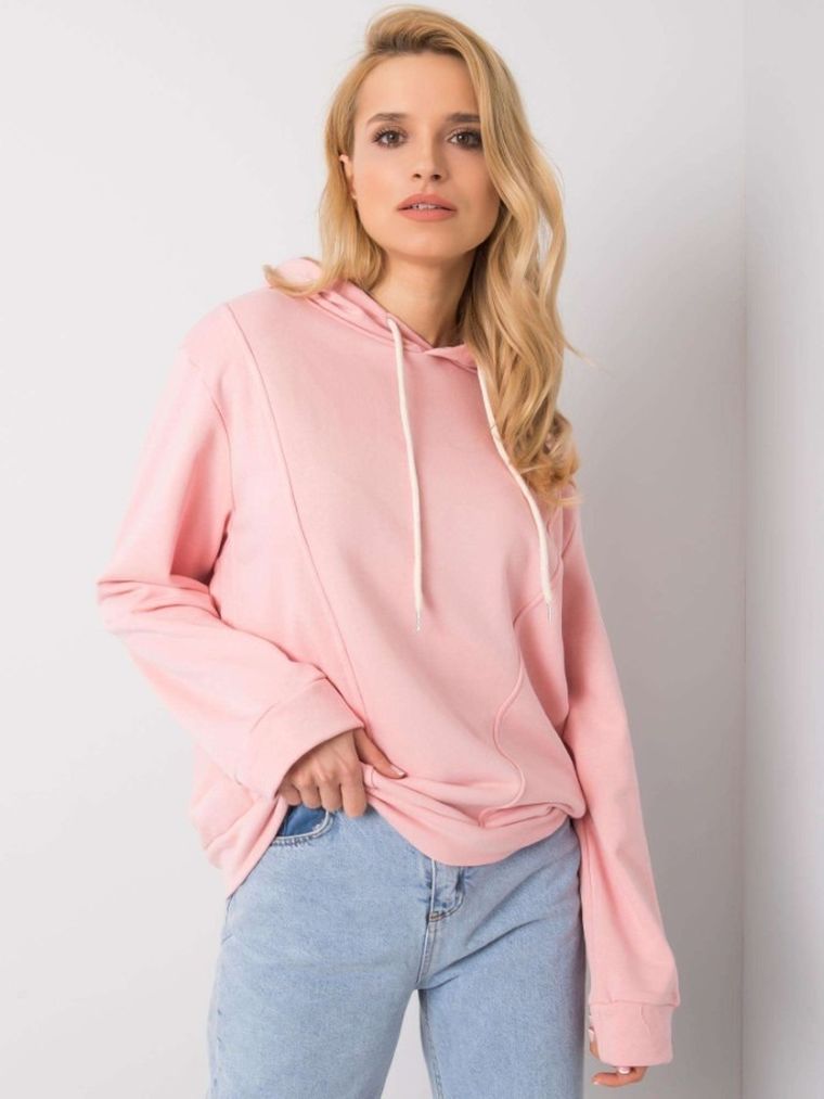 Bluza damska z kapturem, różowa, Ex Moda