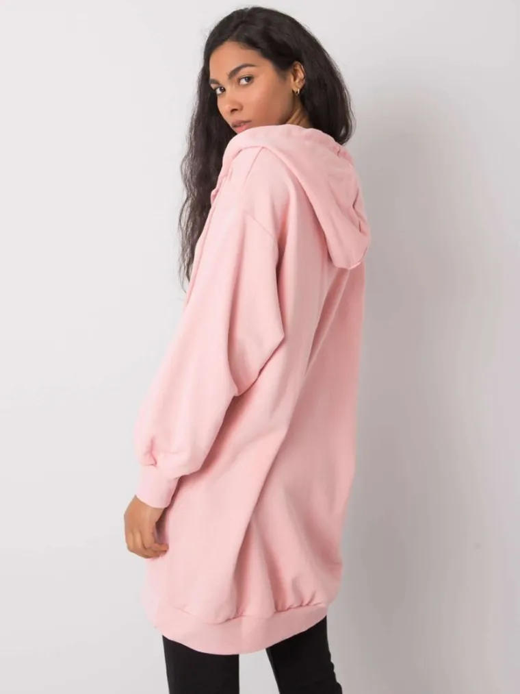 Bluza damska z kapturem, różowa, Ex Moda
