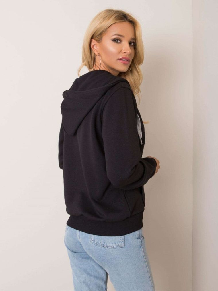 Bluza damska z kapturem, rozpinana, czarna, Basic Feel Good