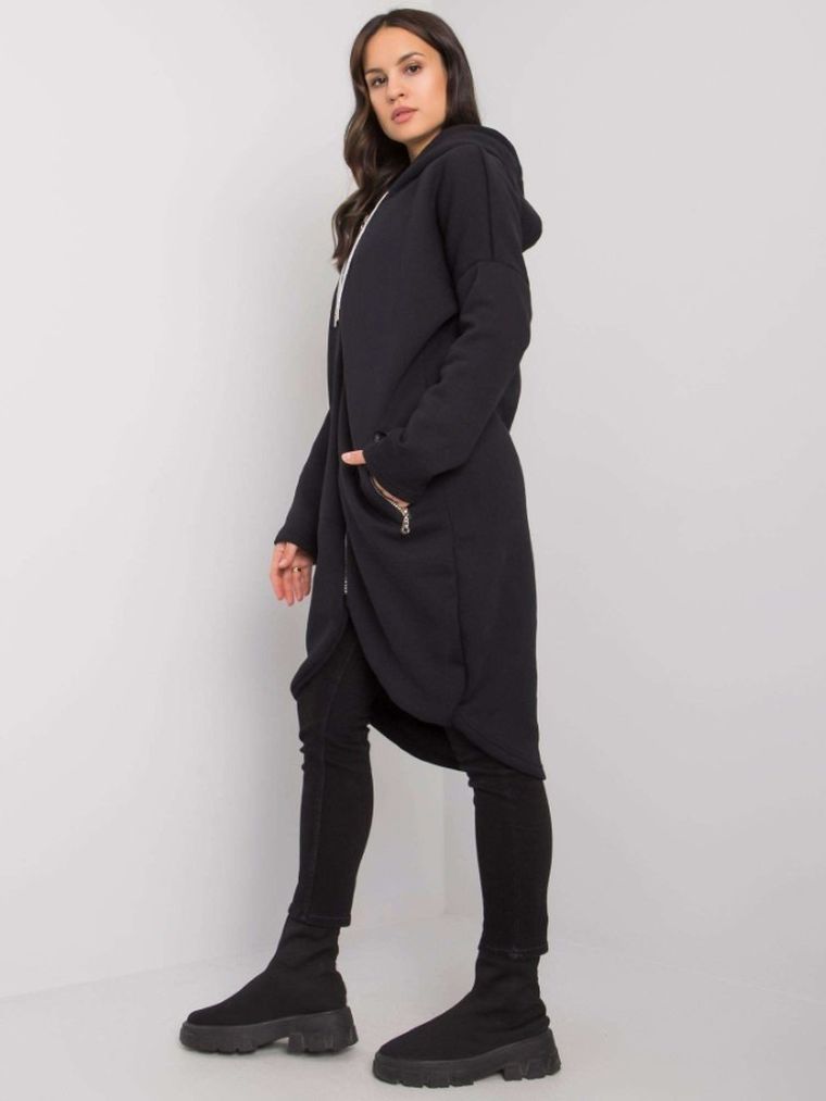 Bluza damska z kapturem, rozpinana, czarna, Relevance