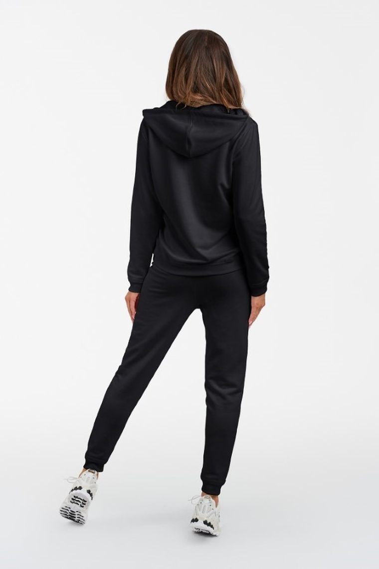 Bluza damska z kapturem, rozpinana, czarna, Roma, Italian Fashion