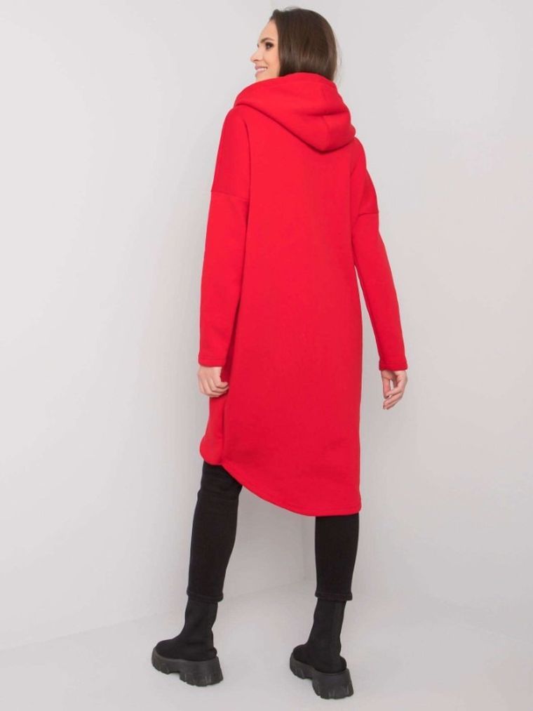 Bluza damska z kapturem, rozpinana, czerwona, Relevance