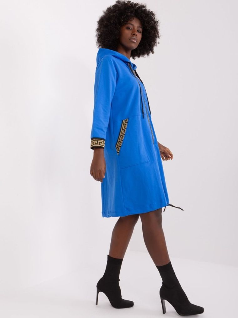 Bluza damska z kapturem, rozpinana, niebieska, La Rosa