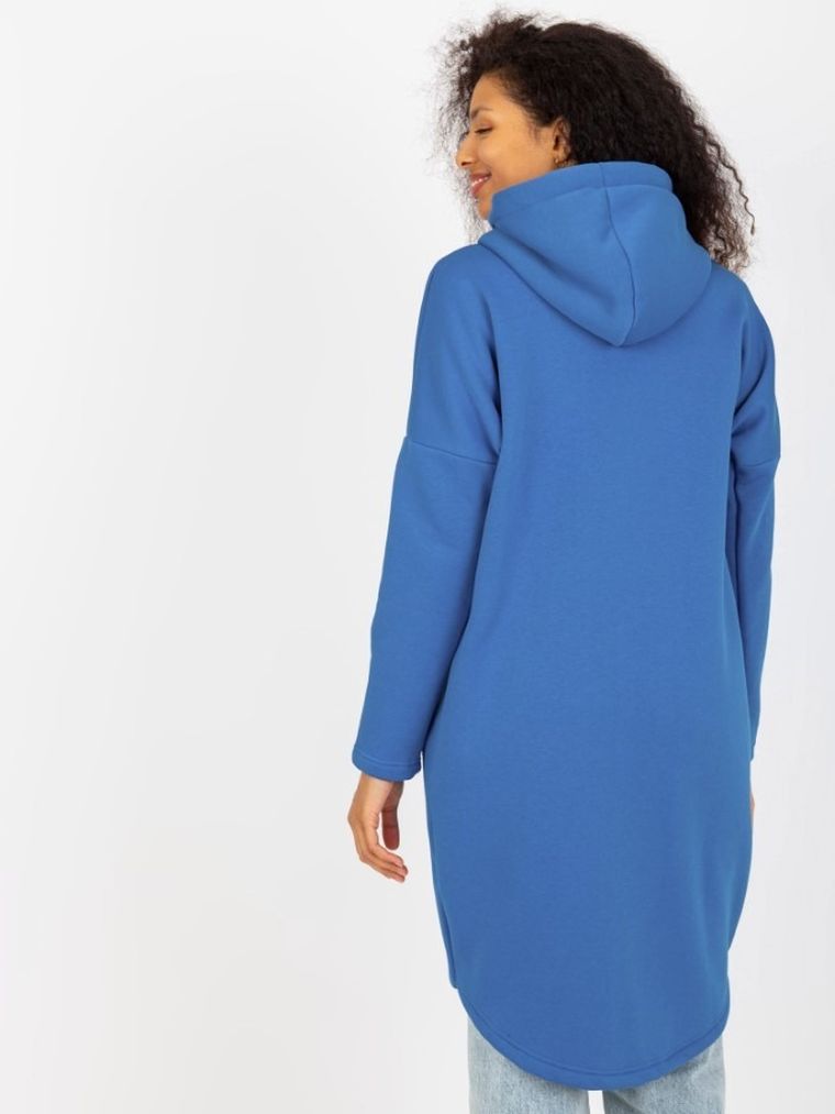Bluza damska z kapturem, rozpinana, niebieska, Relevance