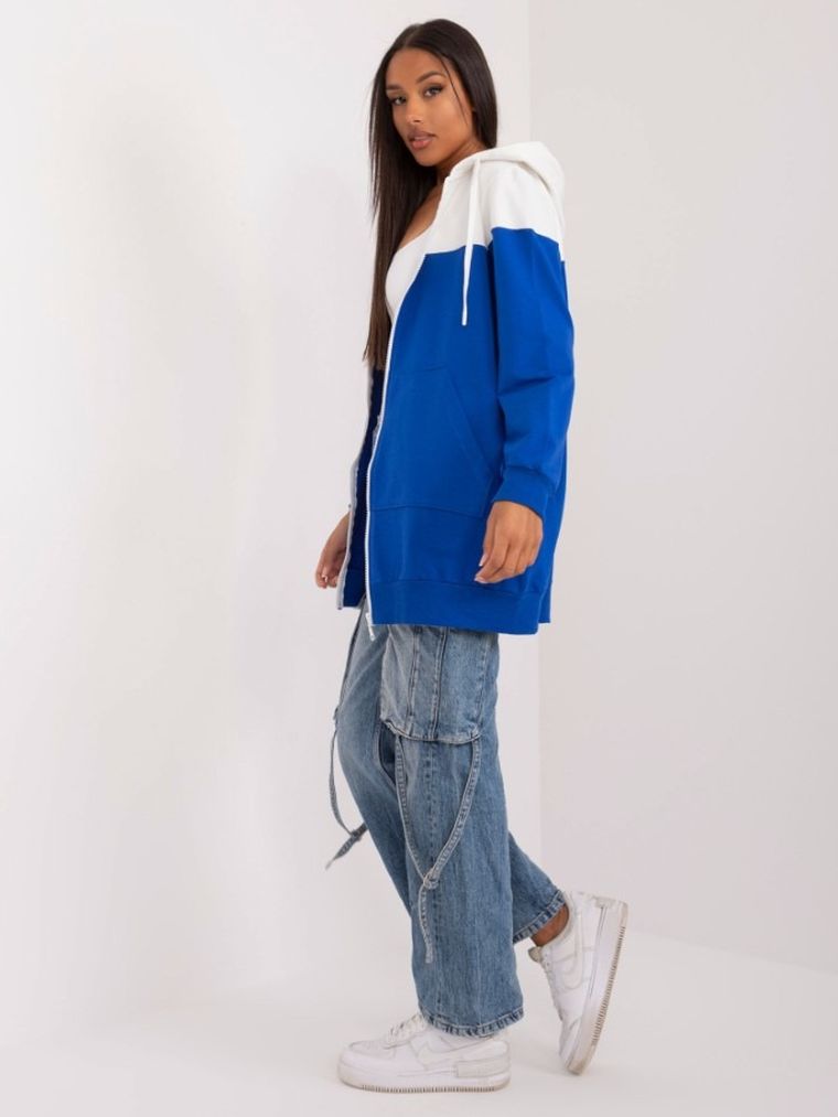 Bluza damska z kapturem, rozpinana, niebieska, Relevance