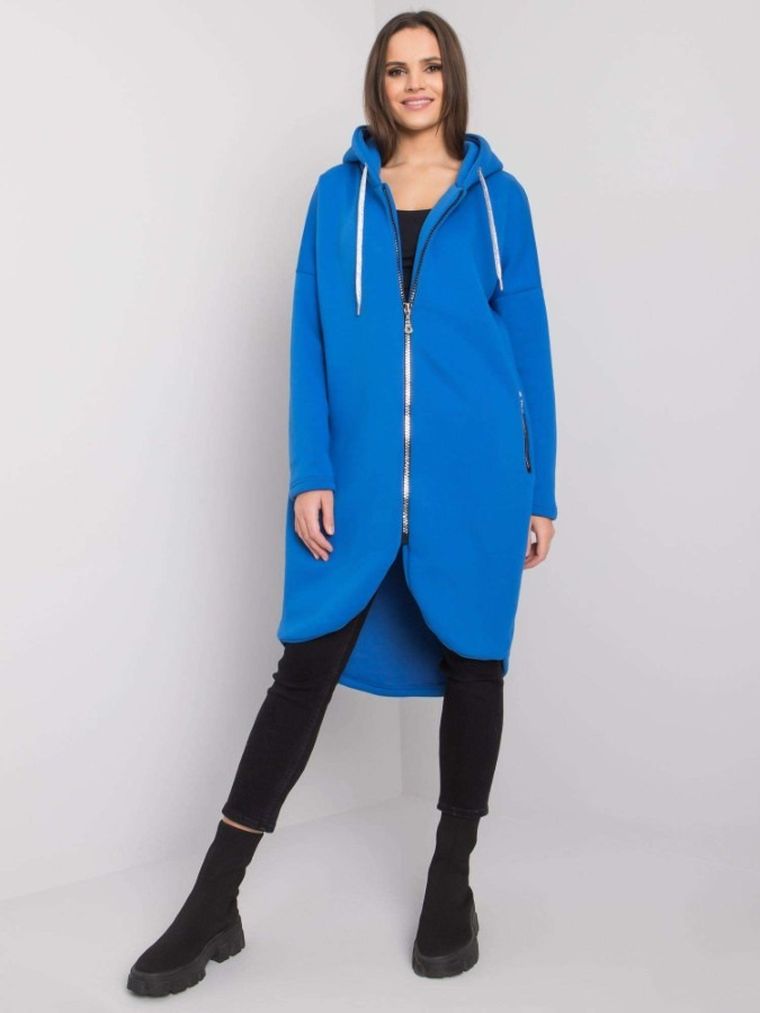 Bluza damska z kapturem, rozpinana, niebieska, Relevance