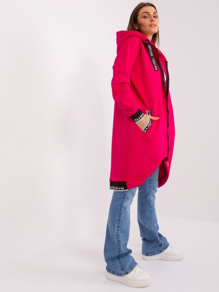 Bluza damska z kapturem, rozpinana, różowa, Relevance
