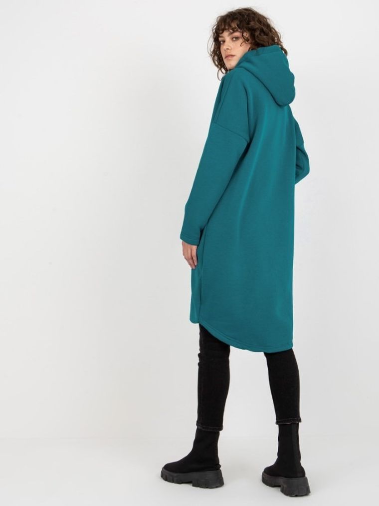 Bluza damska z kapturem, rozpinana, zielona, Relevance