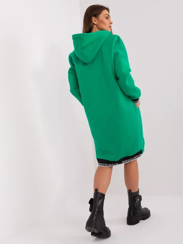 Bluza damska z kapturem, rozpinana, zielona, Relevance