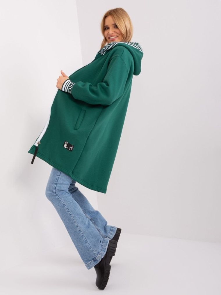 Bluza damska z kapturem, rozpinana, zielona, Relevance