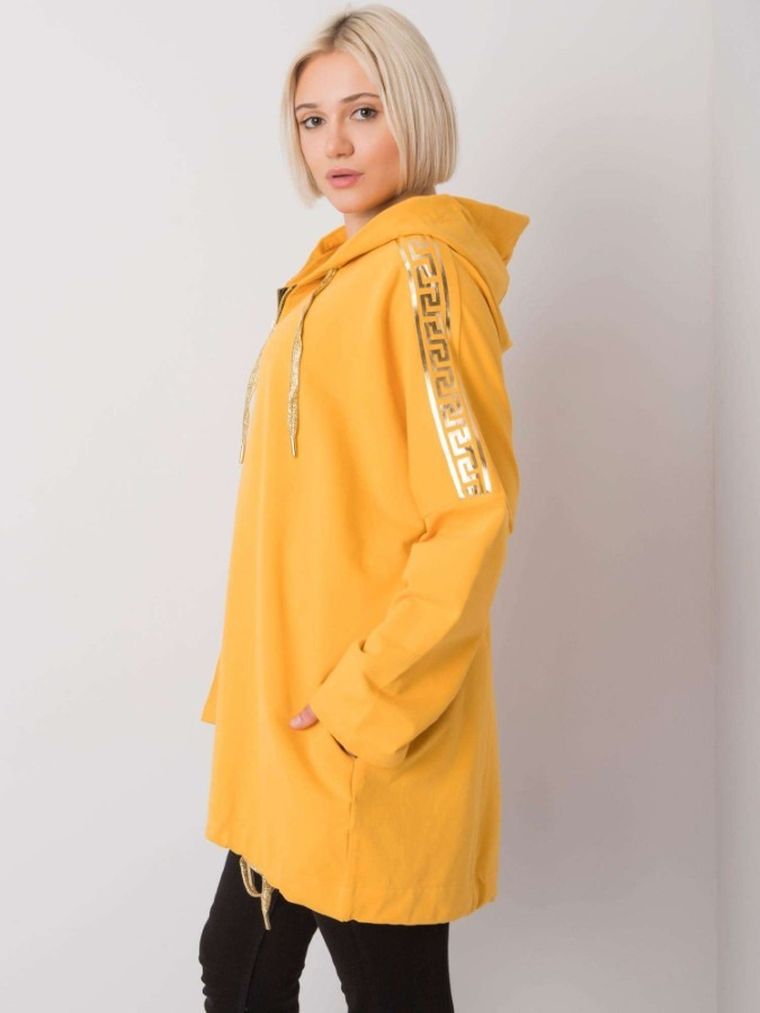 Bluza damska z kapturem, rozpinana, żółta, Relevance
